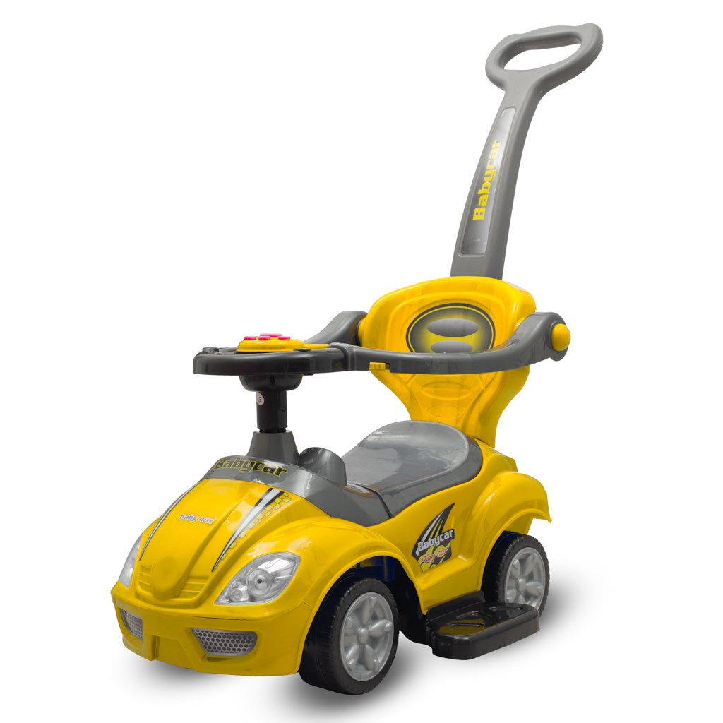 Bébitaxi tolókarral 3az1-ben Baby Mix Mega Car sárga