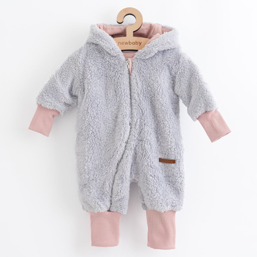 Luxus baba téli kezeslábas New Baby Teddy bear szürke rózsaszín