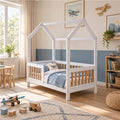 Gyerek bükkfa házikó ágy korláttal és ágyráccsal Drewex Casa Bambini 160x80x174 cm
