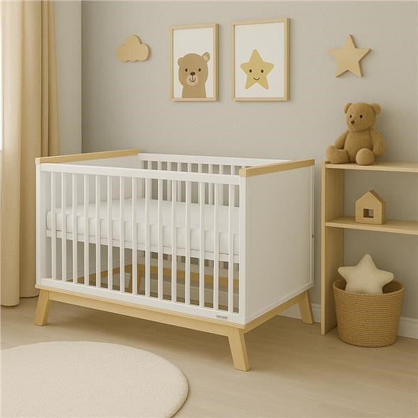 Gyerekágy leesésgátlóval New Baby MARCUS 120x60 cm fehér/természetes