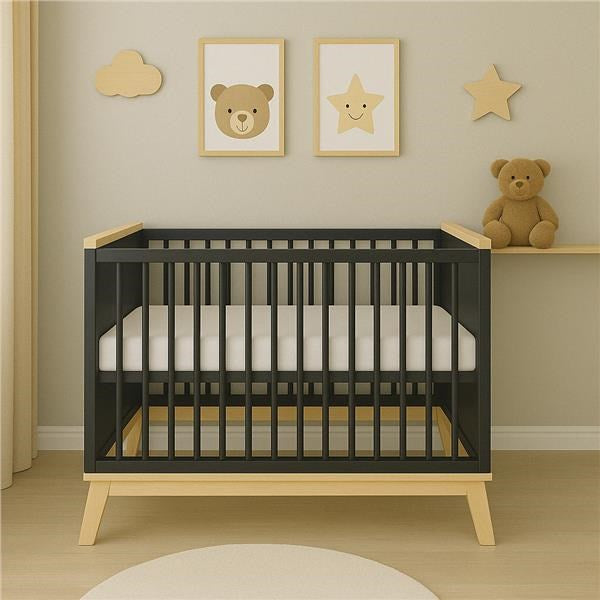 Gyerekágy leesésgátlóval New Baby MARCUS 120x60 cm grafit/természetes