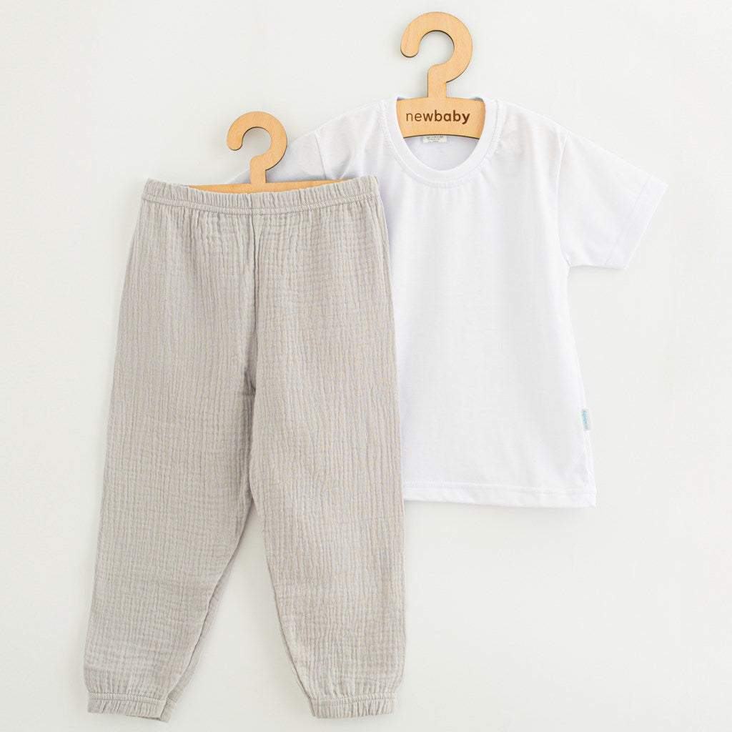 Baba pamut szett póló és nadrág New Baby Kindergarten világos szürke