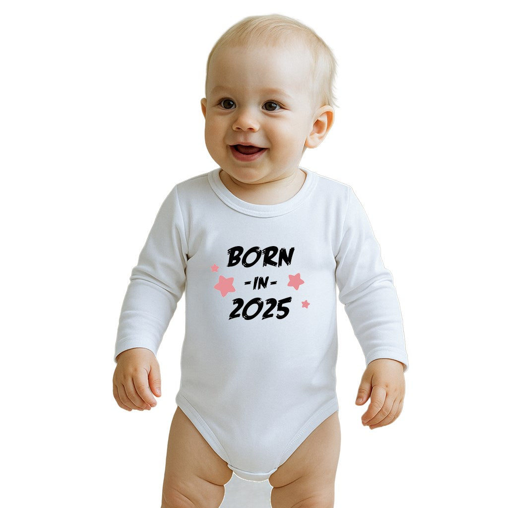 Gyermekek body nyomtatással New Baby BORN IN 2025 pink