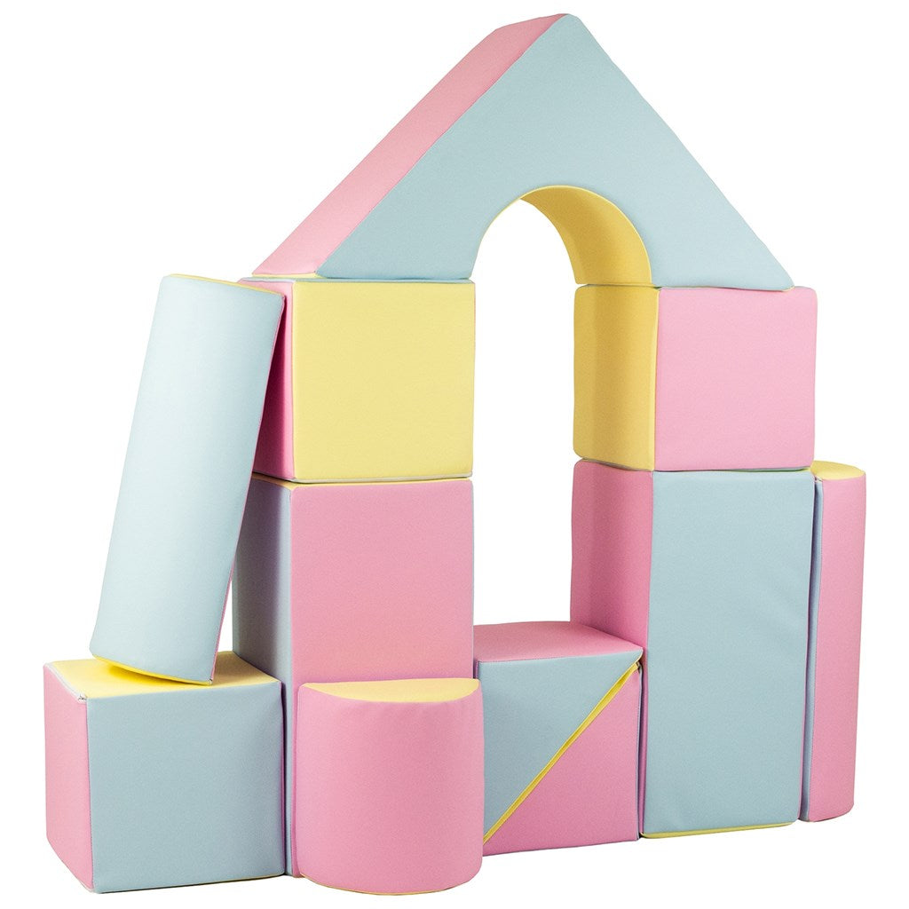Habkockák – óriási építőkészlet 11 db pink-blue-yellow (pastel)