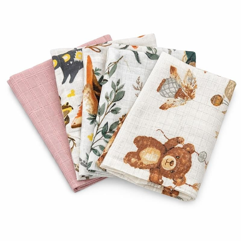 Pamut pelenka nyomtatott mintával NEW BABY 60x80 cm STANDARD GIRL 5 db