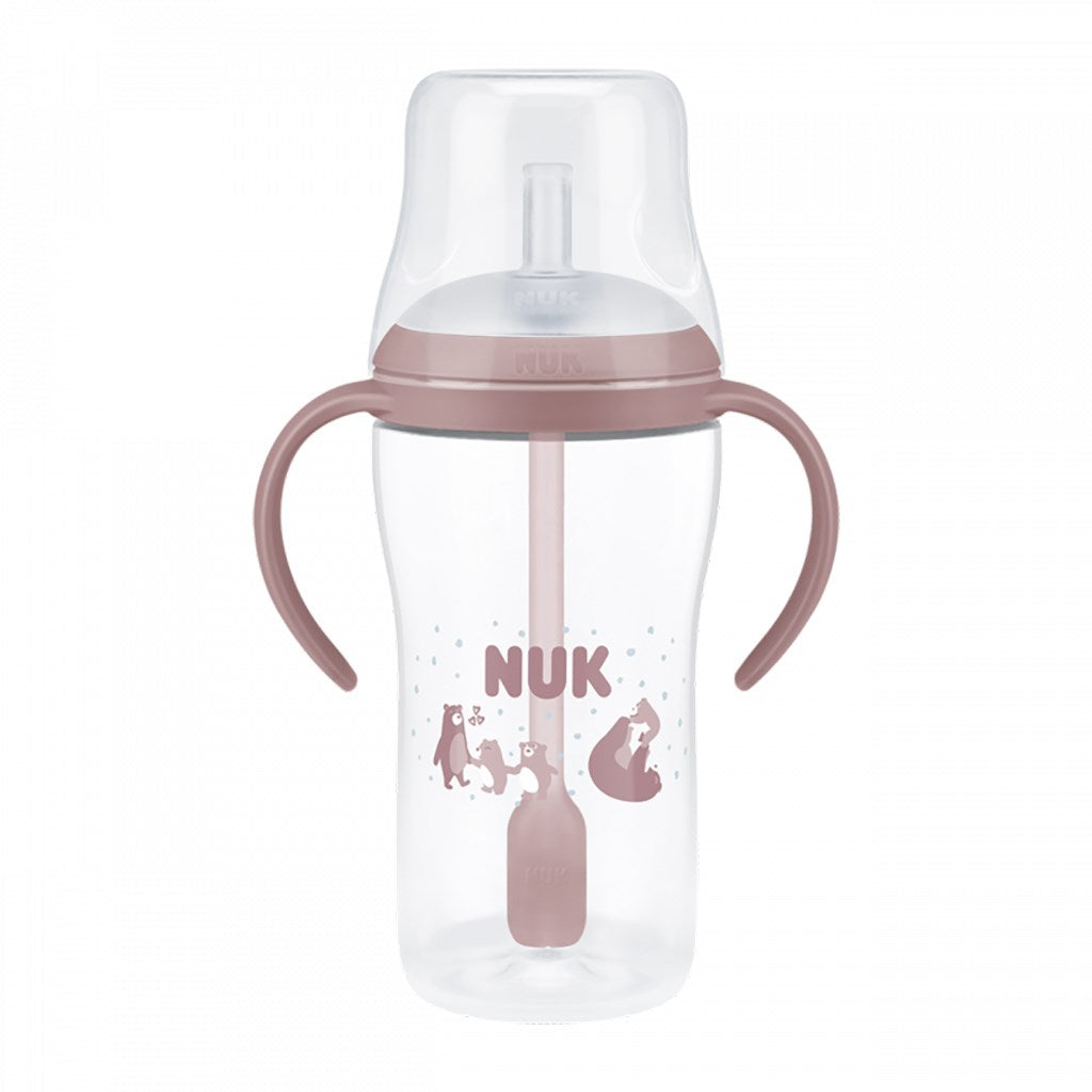 NUK Perfect Match tanuló cumisüveg szívószállal BEAR 260 ml