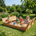 Gyerek fa homokozó fedővel és padokkal Baby Mix 180x180 cm