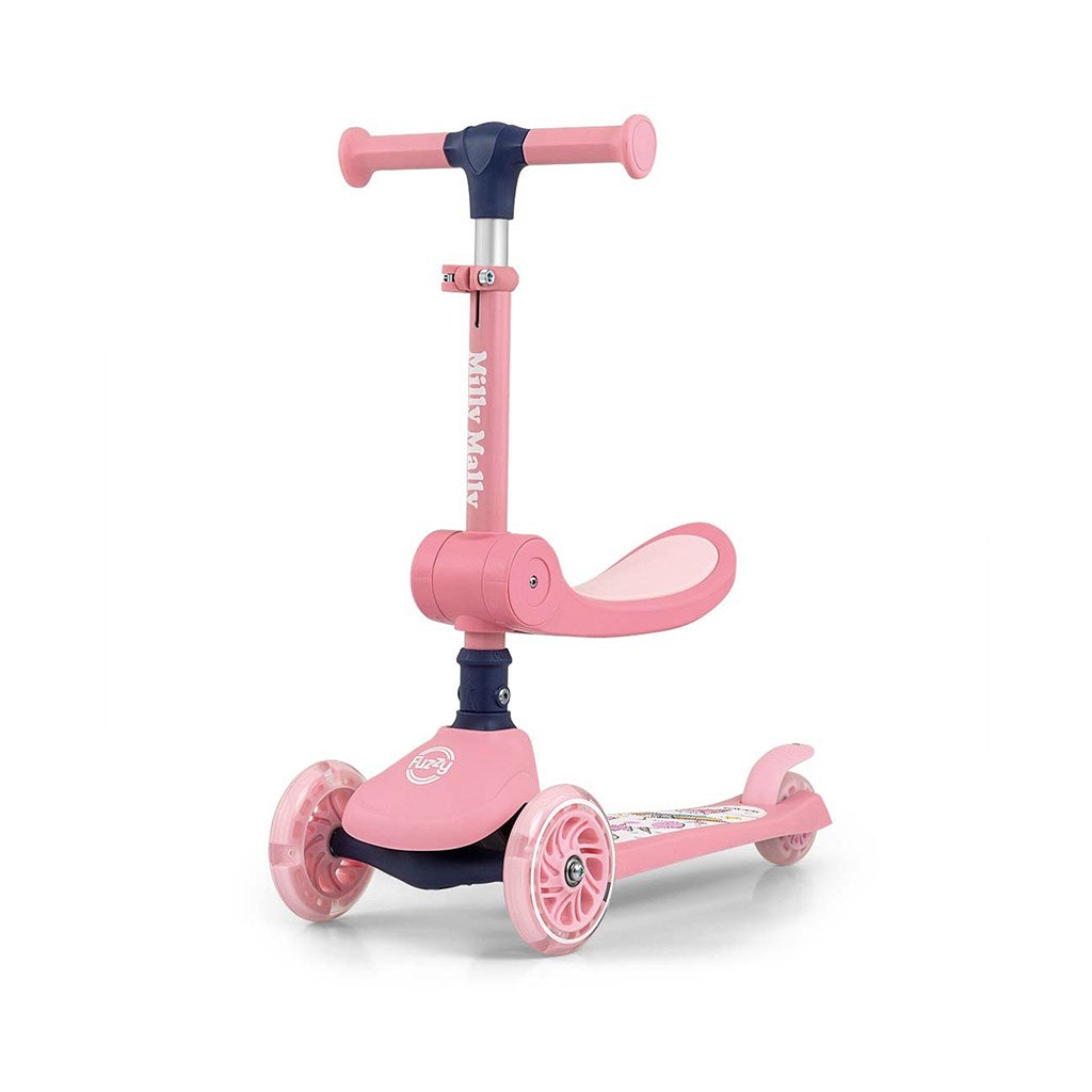 FUZZY háromkerekű üléses-scooter egyensúlyozó roller gyerekeknek pink
