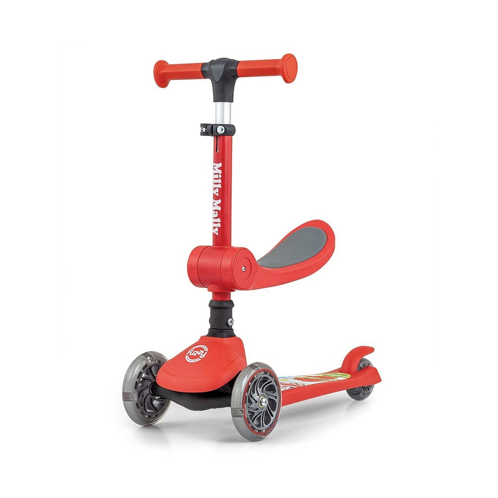 FUZZY háromkerekű üléses-scooter egyensúlyozó roller gyerekeknek red